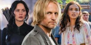  Haymitch Abernathy with Katniss Everdeen and Lucy Gray Baird in The Hunger Games: Sunrise on the Reaping.